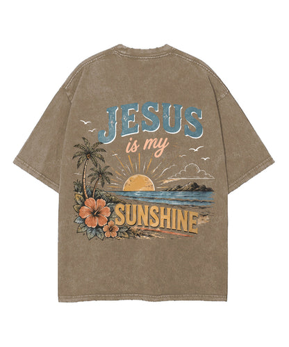 Jesus Is My Sunshine Double Sided Unisex Washed Christian T-shirt