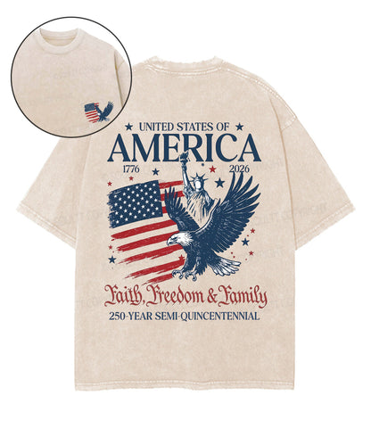 250 Years America Anniversary Double Sided Unisex Washed Christian T-shirt