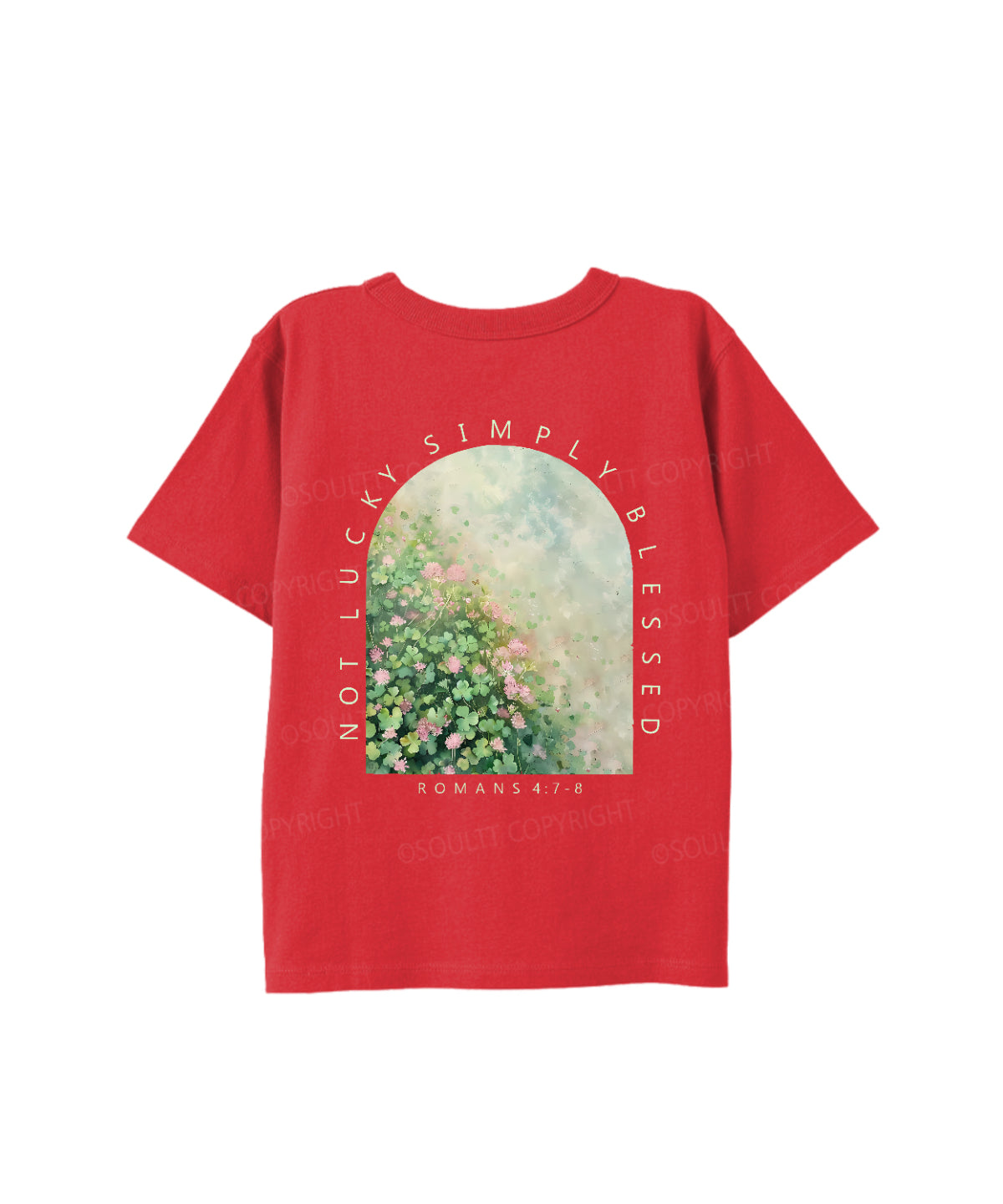 Kids No Lucky Simply Blessed St. Patrick's Day Double Sided Cotton Christian T-shirt