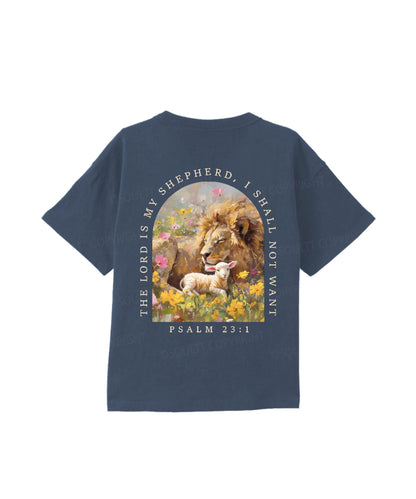 Kids The Lord Is My Shepherd Double Sided Cotton Christian T-shirt