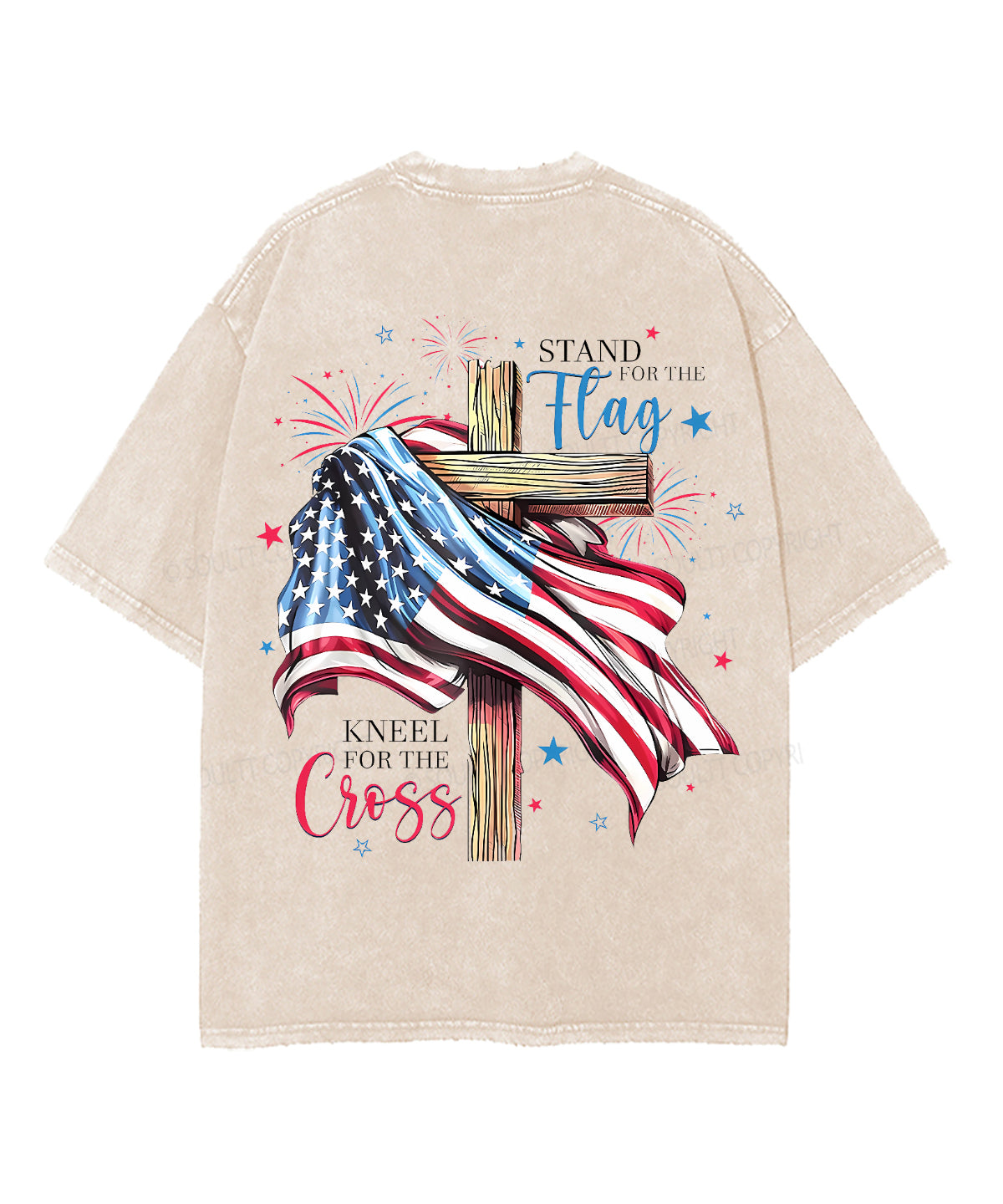 Stand For The Flag Double Sided Unisex Washed Christian T-shirt