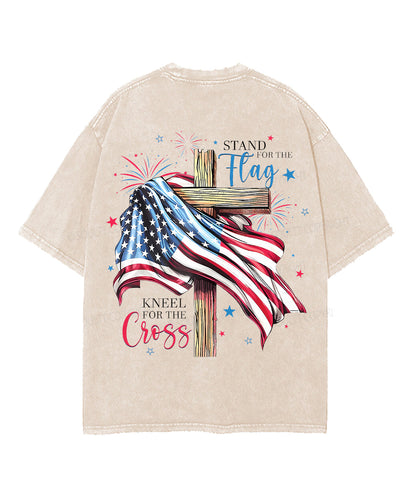 Stand For The Flag Double Sided Unisex Washed Christian T-shirt
