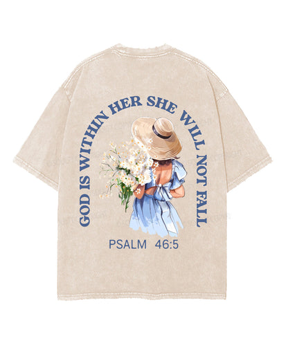 God Is Within Her Double Sided Unisex Washed Christian T-shirt