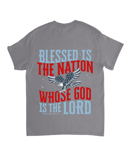 Blessed Is The Nation Whose God Is The Lord Double Sided Unisex Cotton Christian T-Shirt