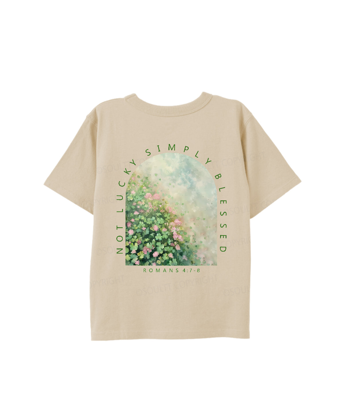 Kids No Lucky Simply Blessed St. Patrick's Day Double Sided Cotton Christian T-shirt