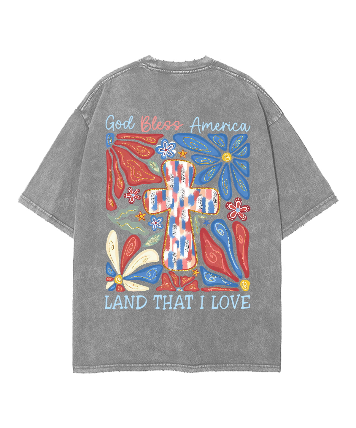 God Bless America Double Sided Unisex Washed Christian T-shirt