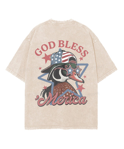 God Bless America Double Sided Unisex Washed Christian T-shirt