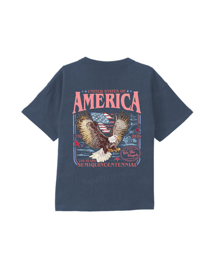 Kids 250 Years America Anniversary Double Sided Cotton Christian T-shirt