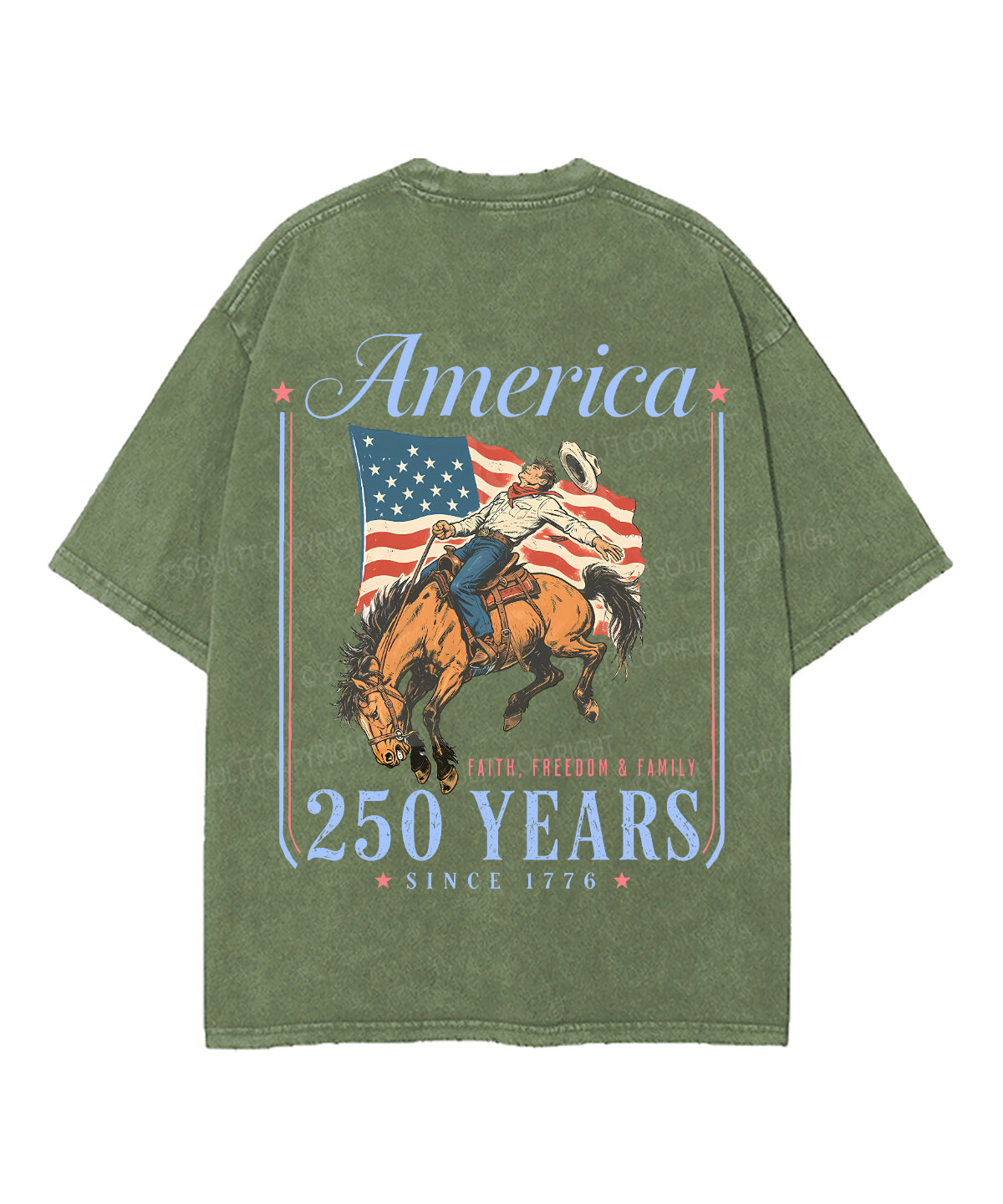 250 Years America Anniversary Double Sided Unisex Washed Christian T-shirt