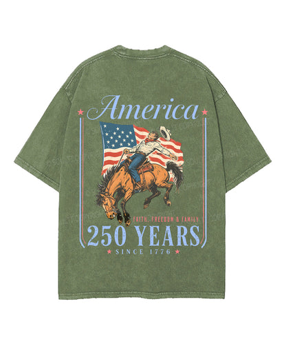 250 Years America Anniversary Double Sided Unisex Washed Christian T-shirt