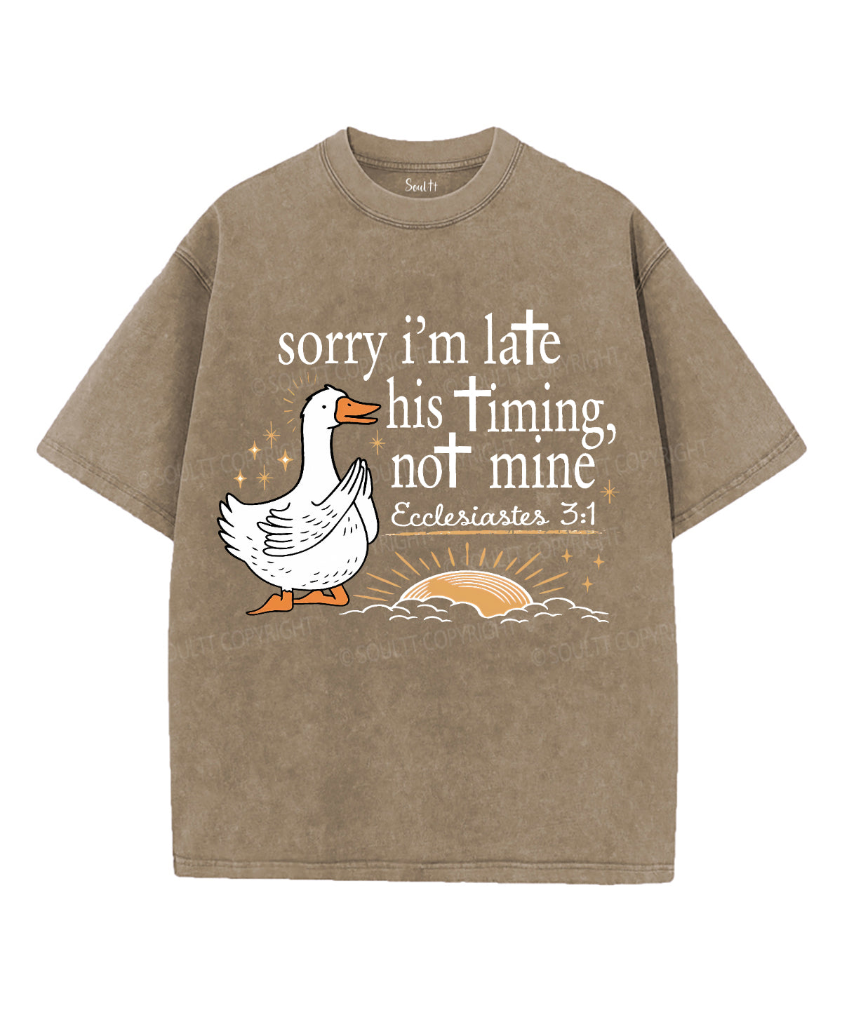 Sorry I'm Late Unisex Washed Christian T-shirt