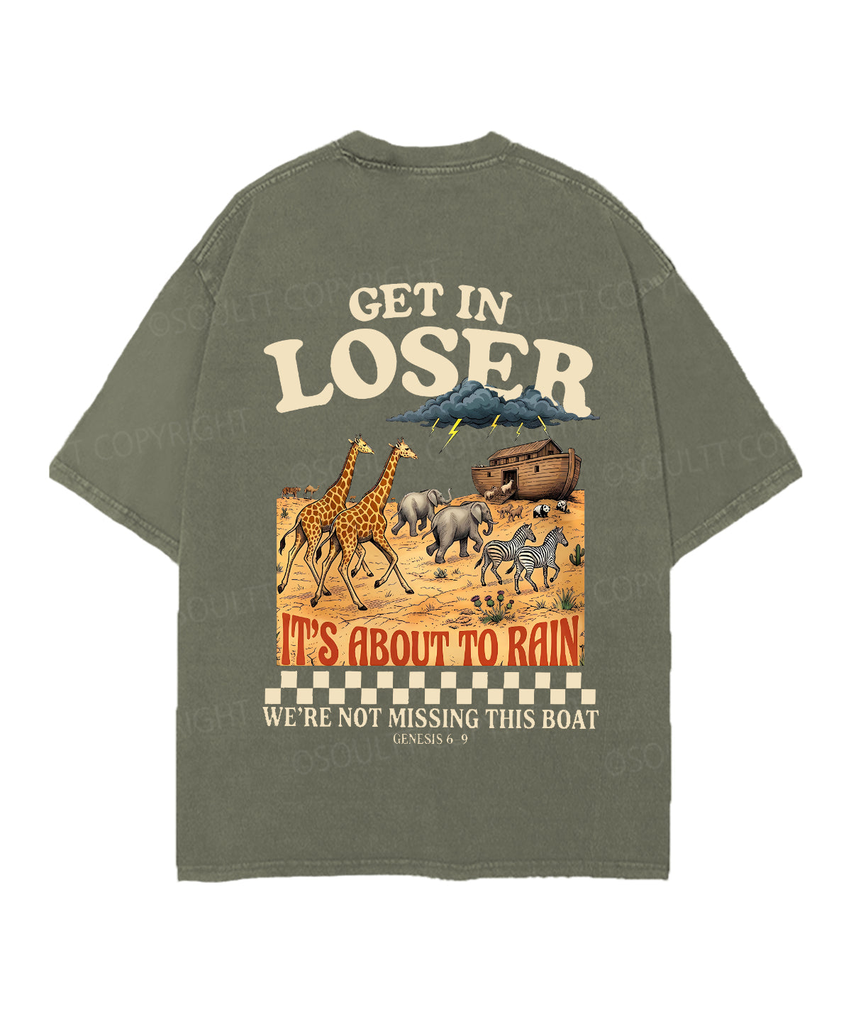 It's About To Rain We're Not Missing This Boat Double Sided Unisex Christian Washed T-Shirt & Shorts