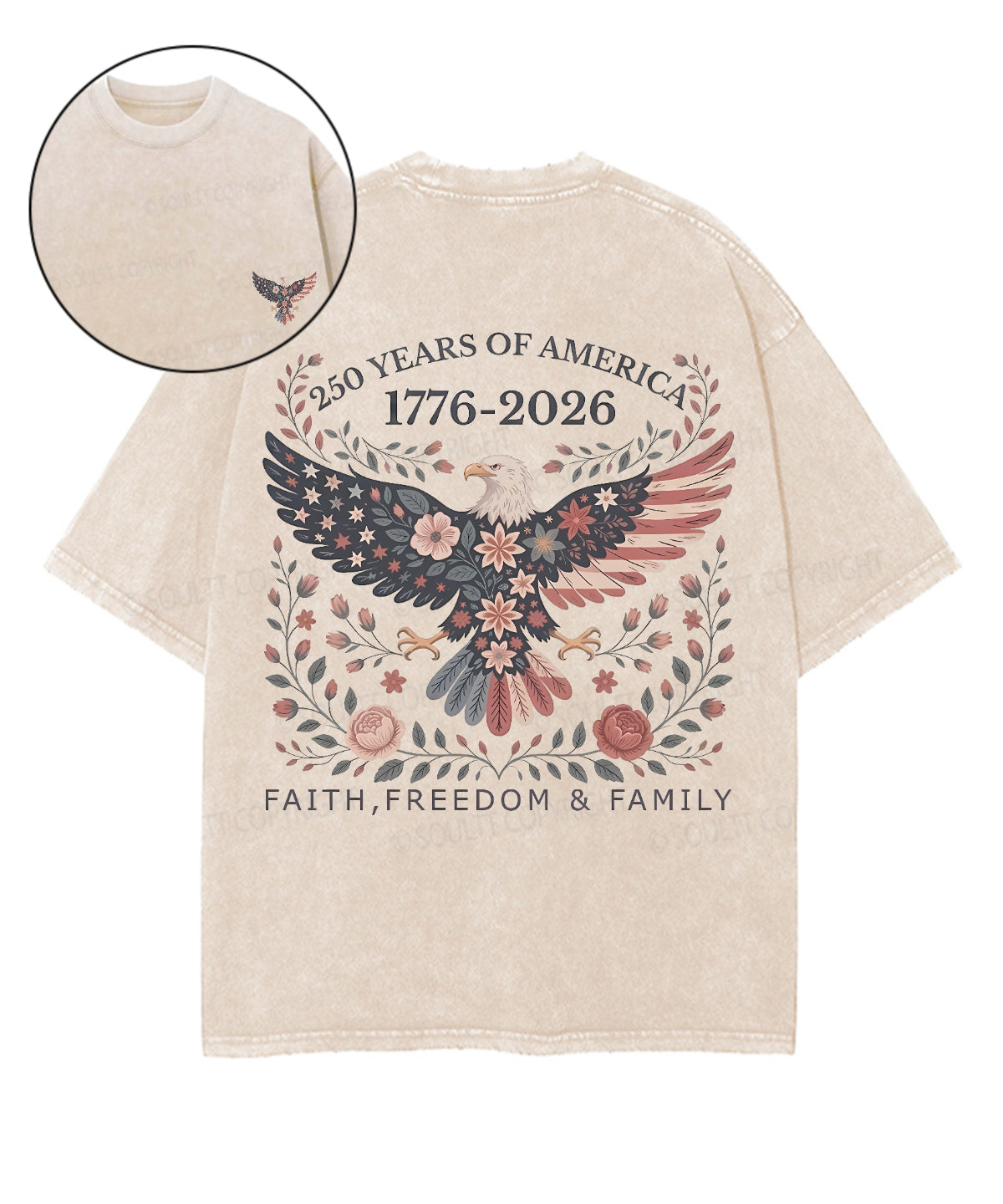 250 Years America Anniversary Double Sided Unisex Washed Christian T-shirt