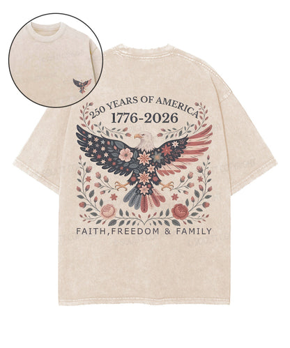 250 Years America Anniversary Double Sided Unisex Washed Christian T-shirt