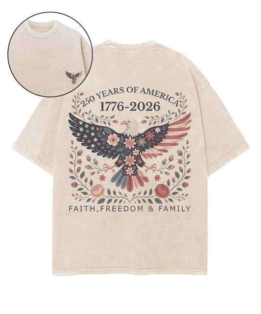 250 Years America Anniversary Double Sided Unisex Washed Christian T-shirt
