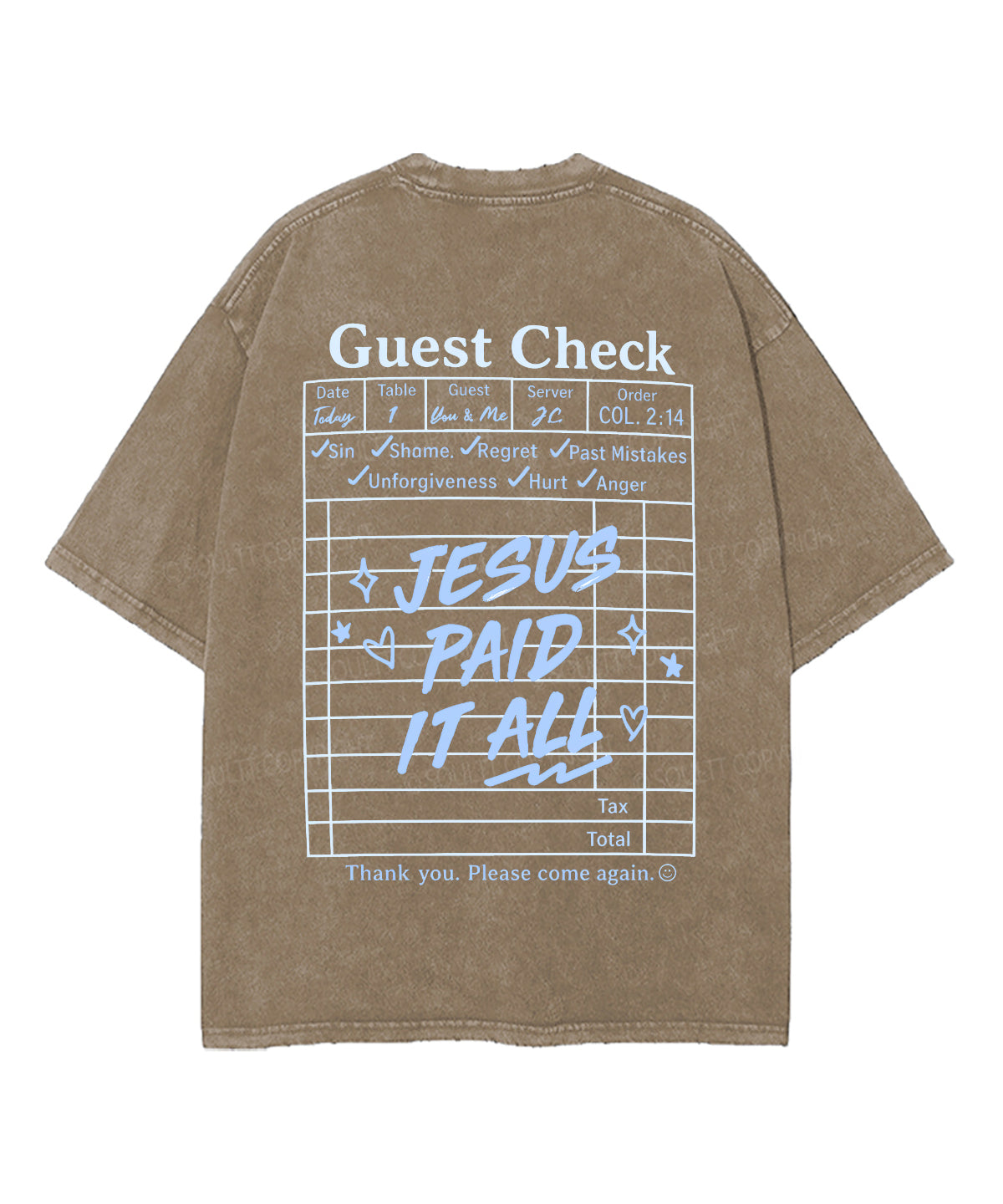 Jesus Paid It All Double Sided Unisex Washed Christian T-shirt