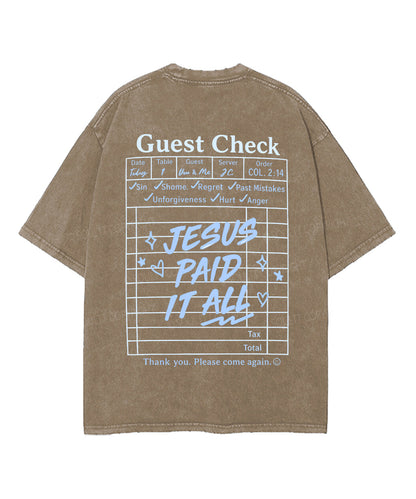 Jesus Paid It All Double Sided Unisex Washed Christian T-shirt