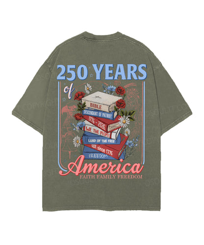 250 Years Of America Double Sided Unisex Christian Washed T-Shirt & Shorts