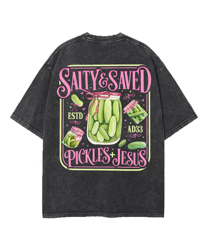 Salty & Saved Double Sided Unisex Washed Christian T-shirt