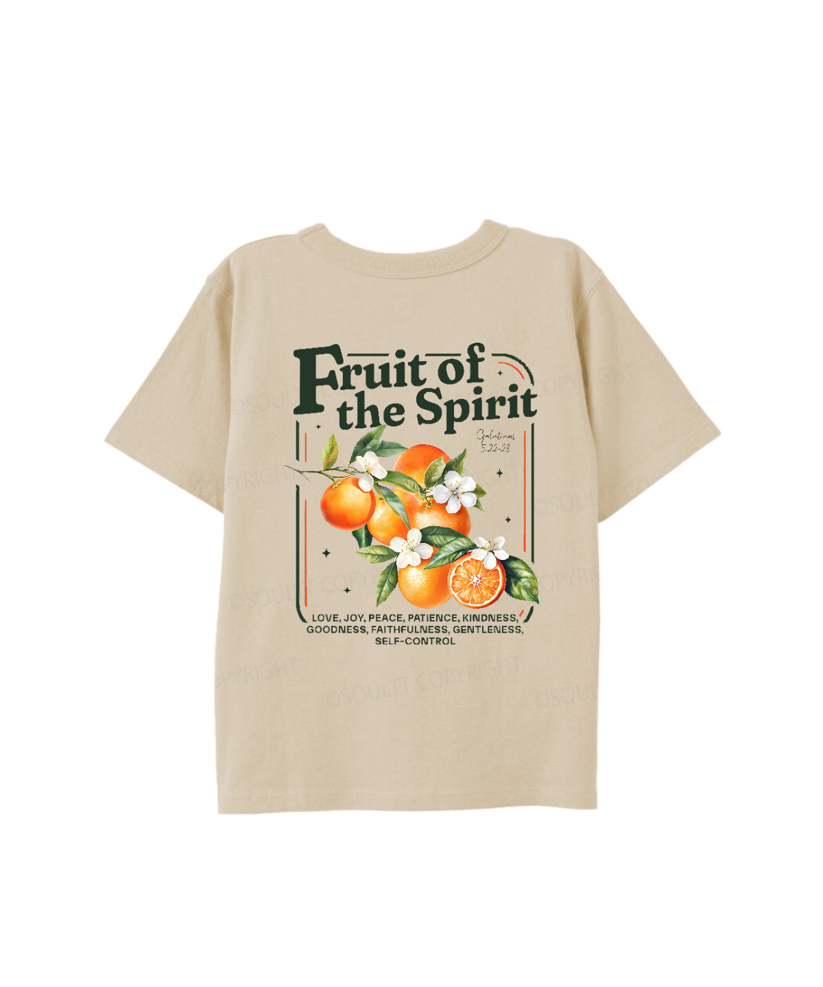 Kids Fruit Of The Spirit Double Sided Cotton Christian T-shirt