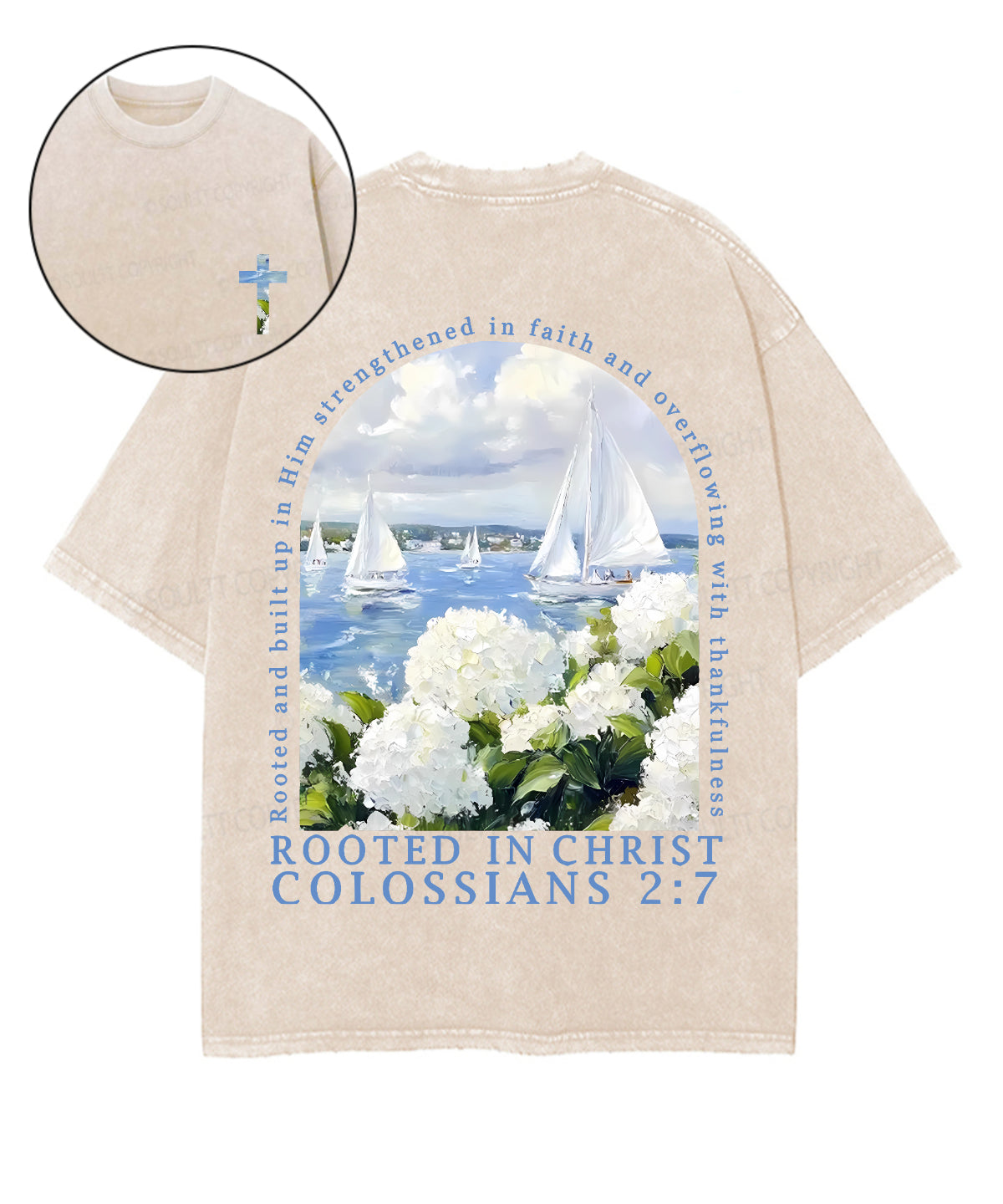 Rooted In Christ Double Sided Unisex Washed Christian T-shirt