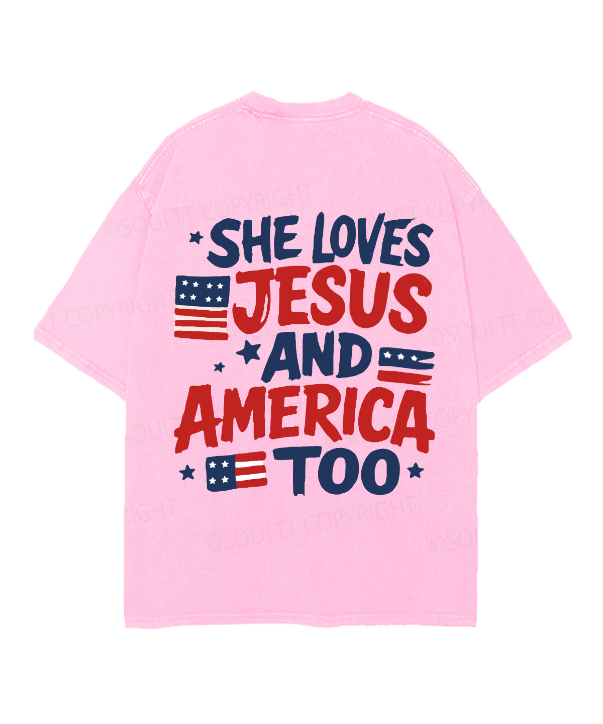 She Loves Jesus And America Too Double Sided Unisex Christian Washed T-Shirt & Shorts