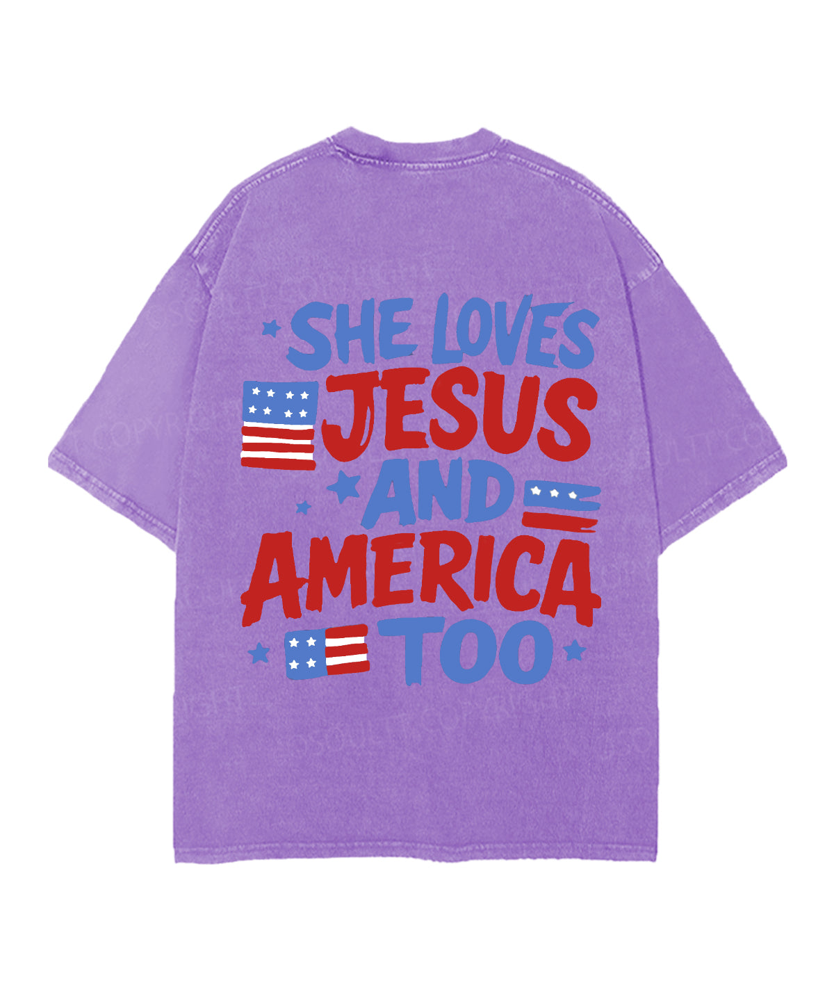She Loves Jesus And America Too Double Sided Unisex Christian Washed T-Shirt & Shorts