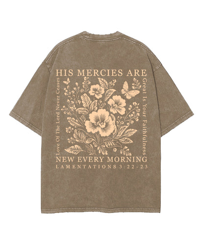 His Mercies Are New Every Morning Double Sided Unisex Washed Christian T-shirt
