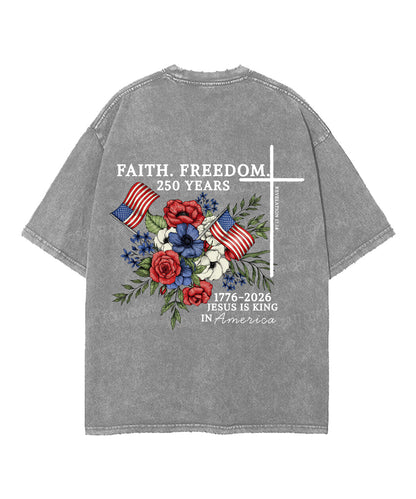 Faith • Freedom Double Sided Unisex Washed Christian T-shirt