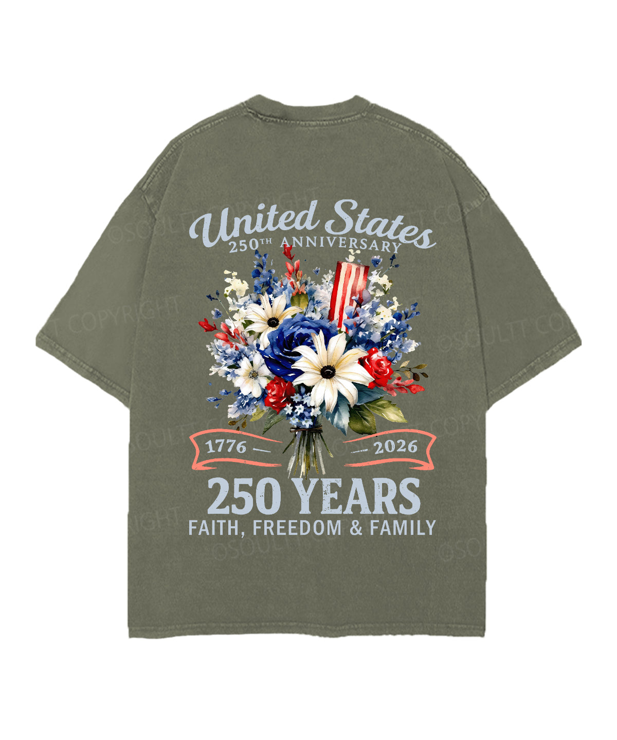 250 Years America Anniversary Double Sided Unisex Christian Washed T-Shirt & Shorts