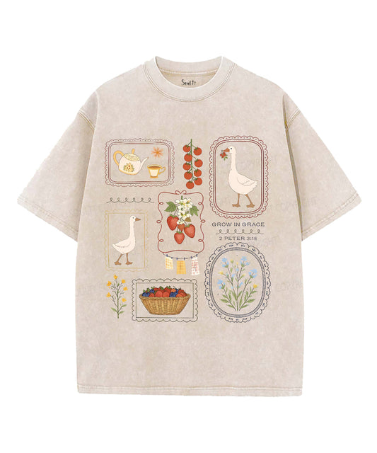 Grow In Grace Unisex Washed Christian T-shirt