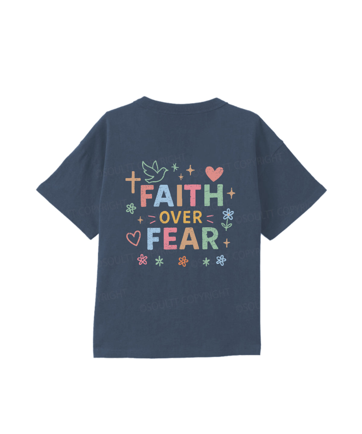 Kids Faith Over Fear Double Sided Cotton Christian T-shirt