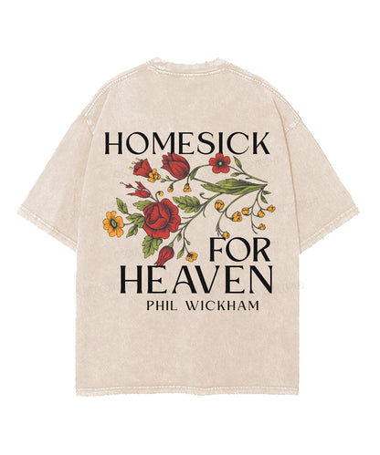 Homesick For Heaven Double Sided Unisex Washed Christian T-shirt