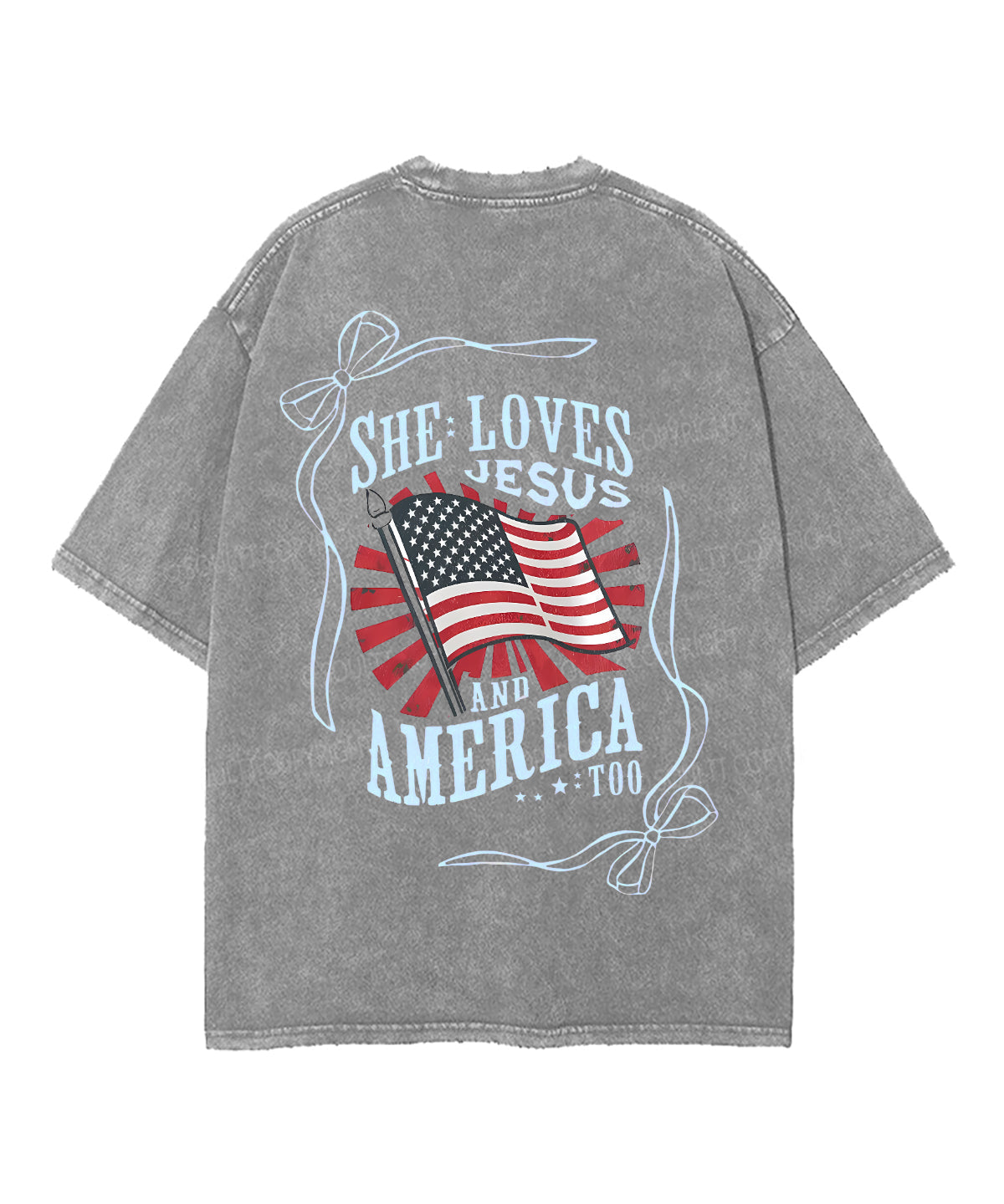 She Loves Jesus And America Too Double Sided Unisex Washed Christian T-shirt