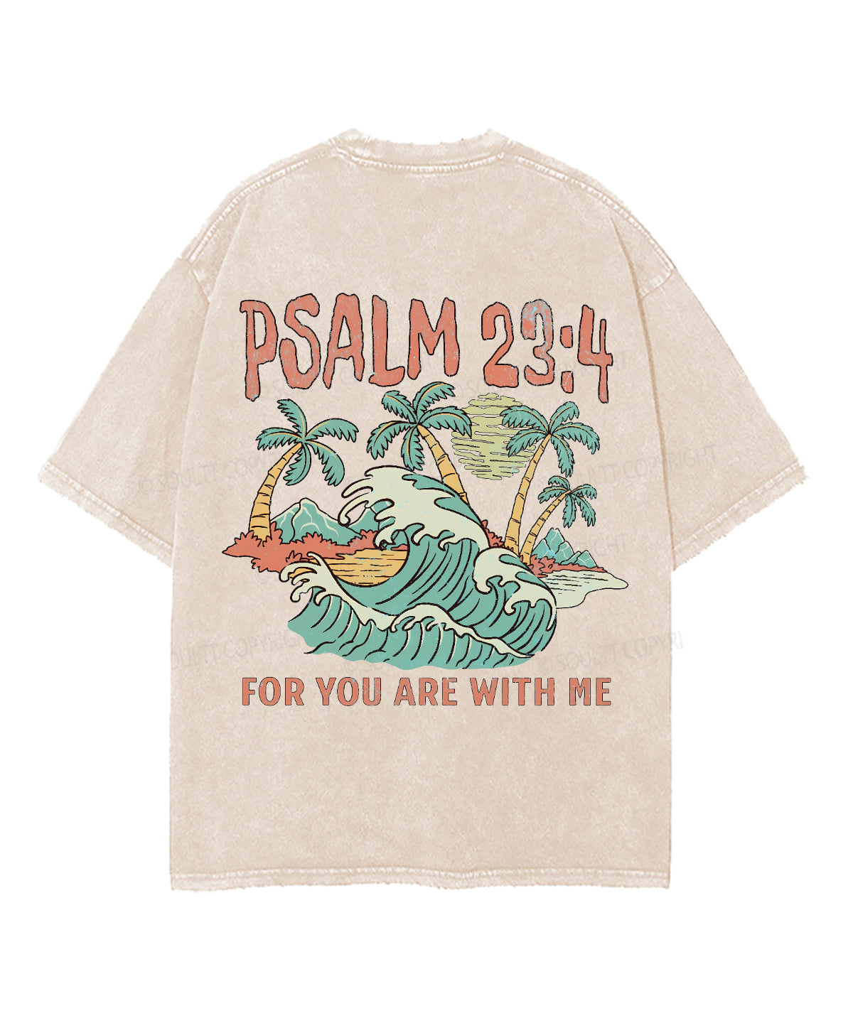 For You Are With Me Double Sided Unisex Washed Christian T-shirt