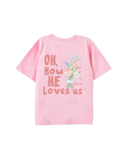 Kids How He Love Us Double Sided Cotton Christian T-shirt