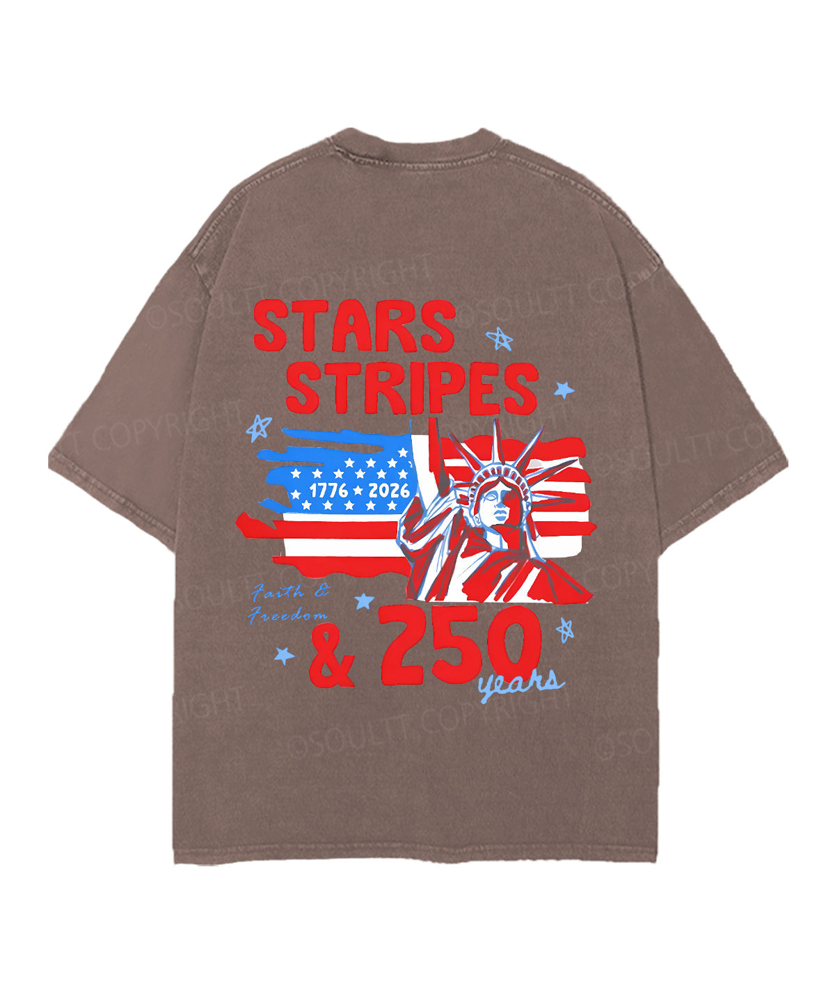 250 Years America Anniversary Double Sided Unisex Christian Washed T-Shirt & Shorts